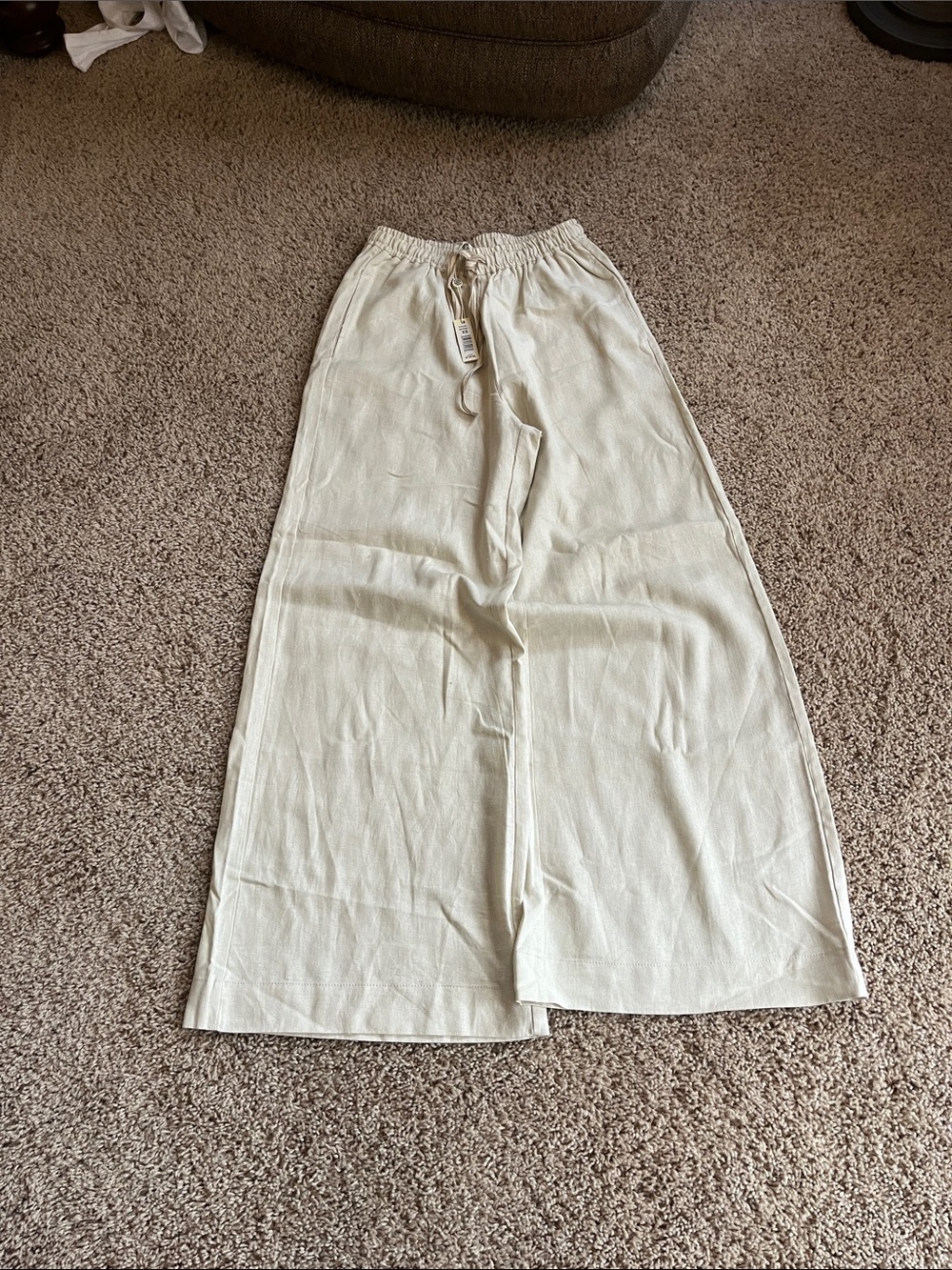 Max Studio Cream Wide-Leg Maxi pants